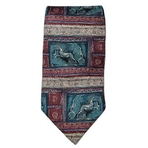 Mallory & Church Silk Neck Tie Horse Novelty Equestrian Vintage Y2K Mens